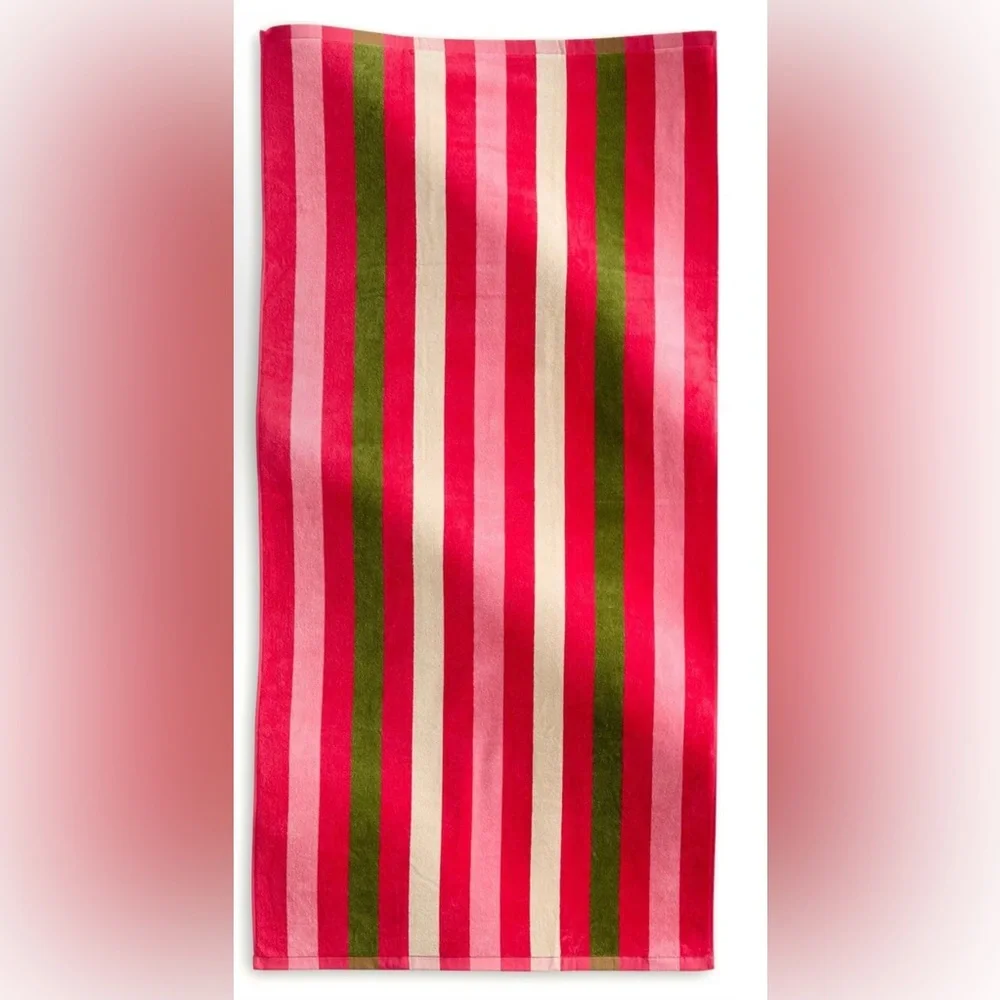 VERA BRADLEY Essential Beach Towel in Cotton Looped Terry Capri Pink Stripe NWT
